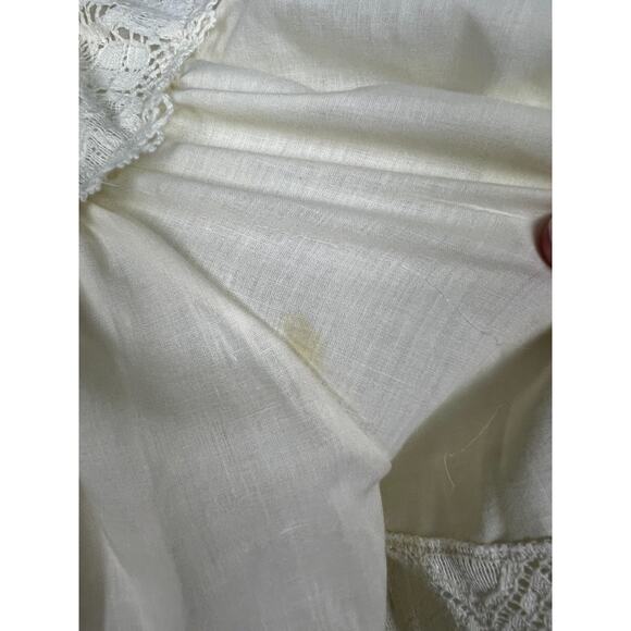 Vintage Yellow Gilead Lace Button Front House Robe Dress Coat Granny Chic Small - Picture 5 of 7